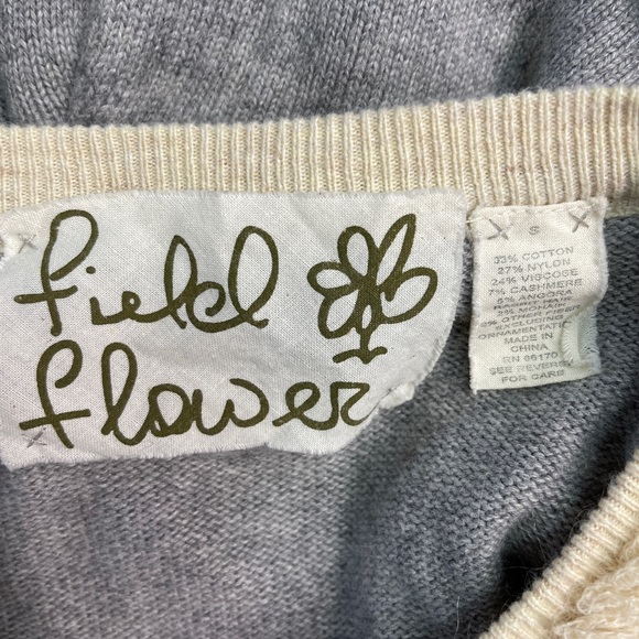 Anthropologie Field Flower Cardigan gray/ivory - Picture 5 of 5